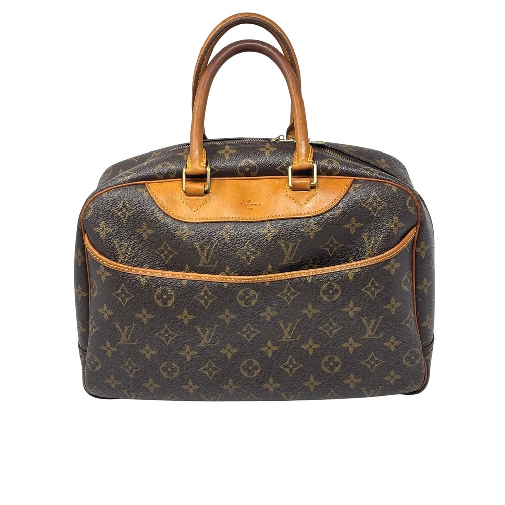 Vintage Brown Louis Vuitton Monogram Canvas Deauville Travel Handbag